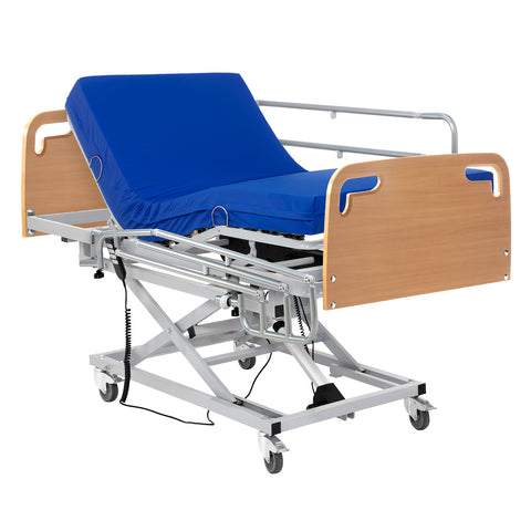 Cama articulada hospitalaria con carro elevador