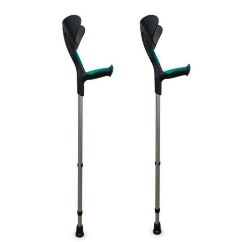 Pack 2 muletas de aluminio con puño anatómico de goma color verde