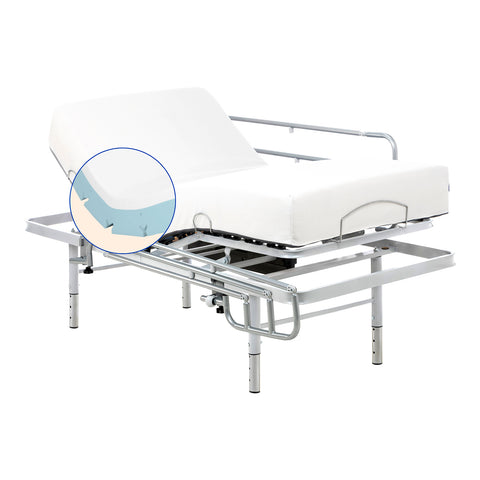 Pack Cama Articulada regulable en altura con Colchón Viscoelástico Tencel | Mando inalámbrico (80x190 cm, barandillas)