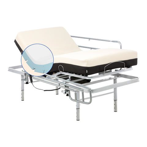 Pack Cama Articulada regulable en altura con Colchón Ortopédico Viscoelástico (80x190 cm, barandillas)