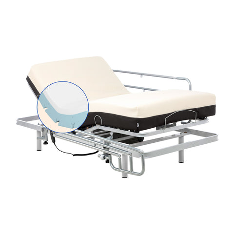 Pack Cama Articulada con Colchón Ortopédico Viscoelástico (80x190 cm, barandillas)