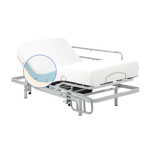 Pack Cama Articulada con Colchón Viscoelástico Tencel | Mando inalámbrico (80x190 cm, barandillas)
