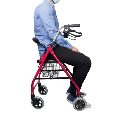 Andador plegable y ligero de 4 ruedas y frenos en manetas