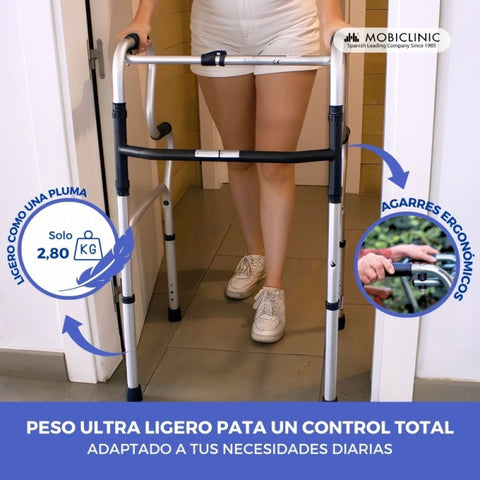 Andador plegable sin ruedas doble empuñadura