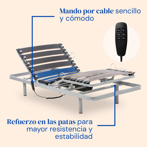 Cama articulada con colchón Sanitario HR y barandillas