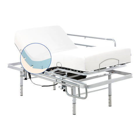 Pack Cama Articulada regulable en altura con Colchón Viscoelástico Tencel (80x190 cm, barandillas)