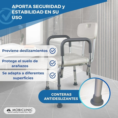 Silla de baño con respaldo y apoyabrazos | altura regulable