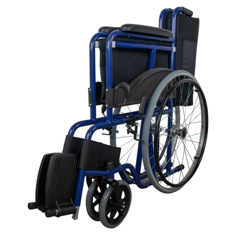 Silla de ruedas plegable autopropulsable color azul