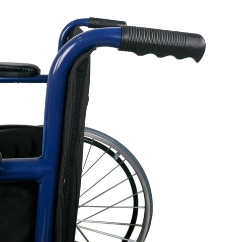 Silla de ruedas plegable autopropulsable color azul