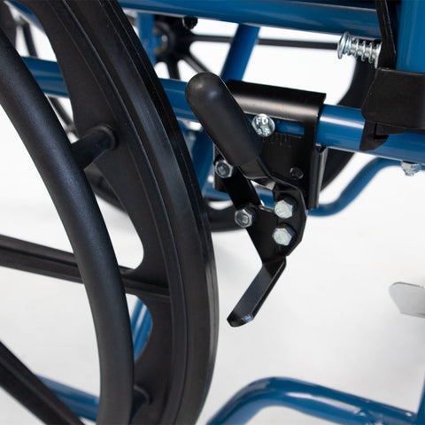 Silla de ruedas plegable con ruedas grandes extraíbles, color azul
