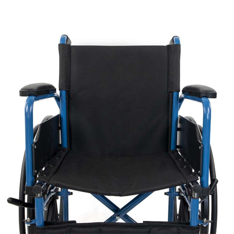 Silla de ruedas plegable con ruedas grandes extraíbles, color azul