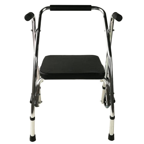 Andador plegable de 2 ruedas, asiento y respaldo