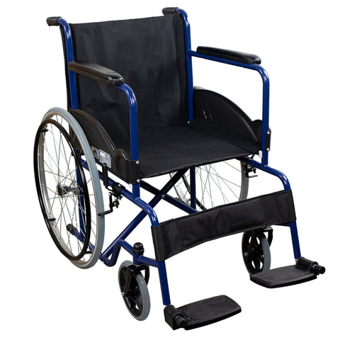 Silla de ruedas plegable autopropulsable color azul