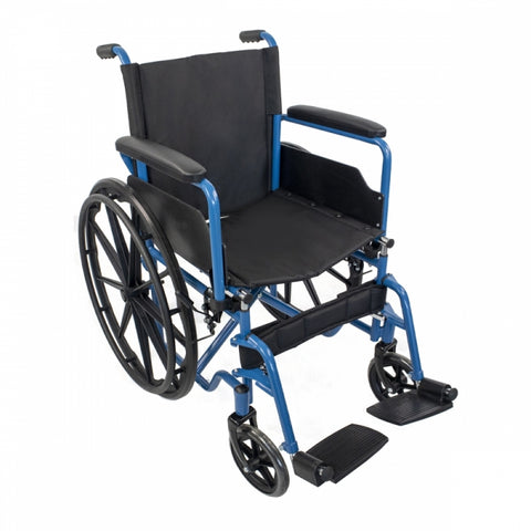 Silla de ruedas plegable con ruedas grandes extraíbles color azul