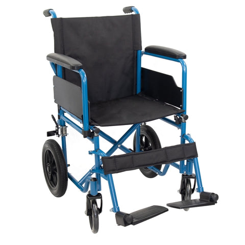 Silla de ruedas plegable con ruedas pequeñas color azul